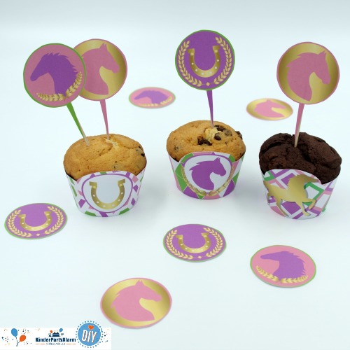 Pferde Geburtstag Muffin-Banderolen und Dino Deko-Picker - kinderpartyalarm | elopage