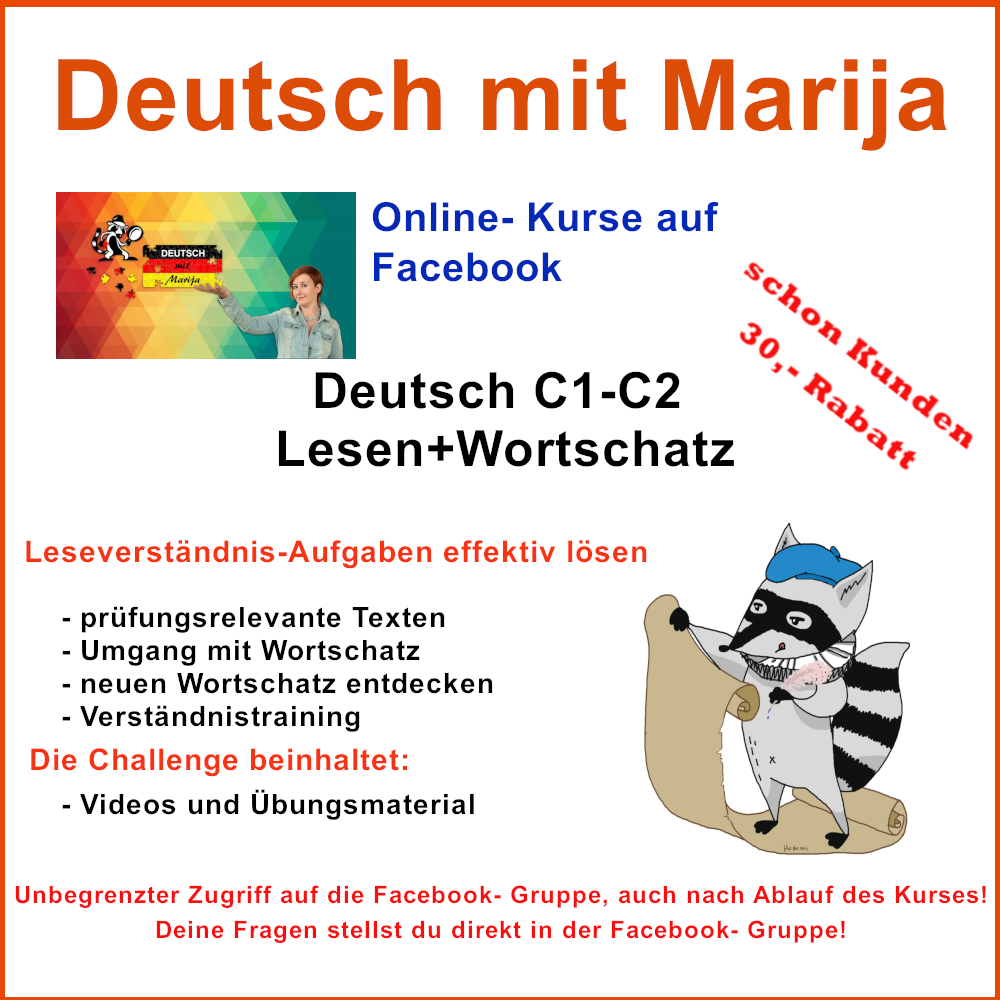 Deutsch C1C2 Lesen+Wortschatz DeutschmitMarija elopage