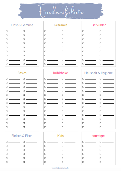Einkaufsliste Rosa Feelgoodmama Elopage